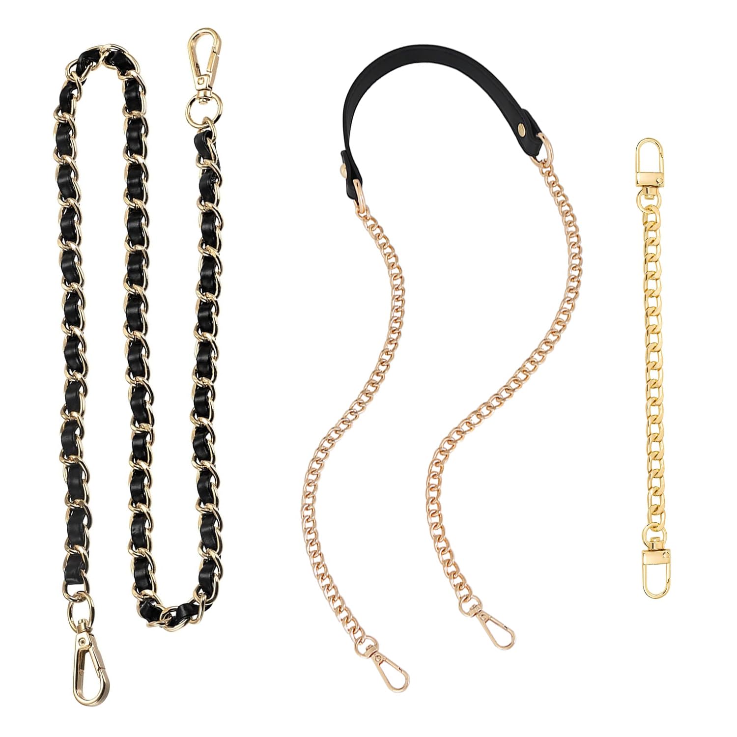 Asaisimg 3 Pcs Women Purse Chain Strap, Long Leather Metal Chain Straps