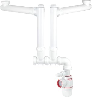 Wirquin 30723728 Neo Air D40 Siphon für Spüle, 2 Becken, Weiß
