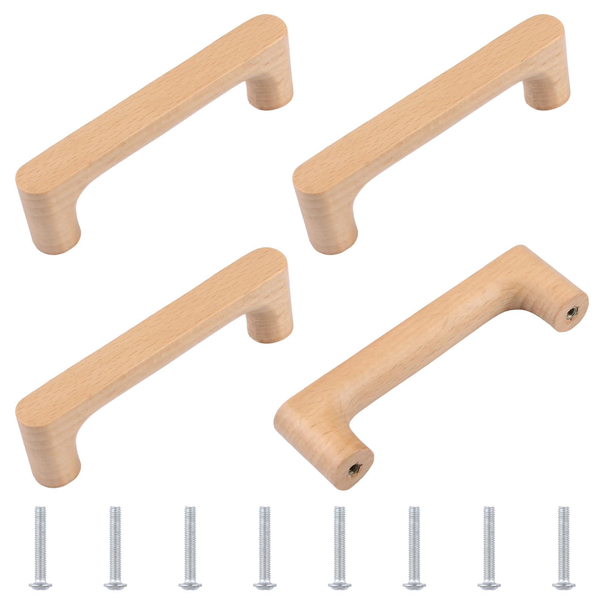 MOROBOR Wood Drawer Pull Handle, 4 Pcs Solid Wooden Cabinet 3.7" Hole Spacing Pull Handles Reliable Closet Hardware Pulls for Cabinets Dresser Furniture Doors — image 1