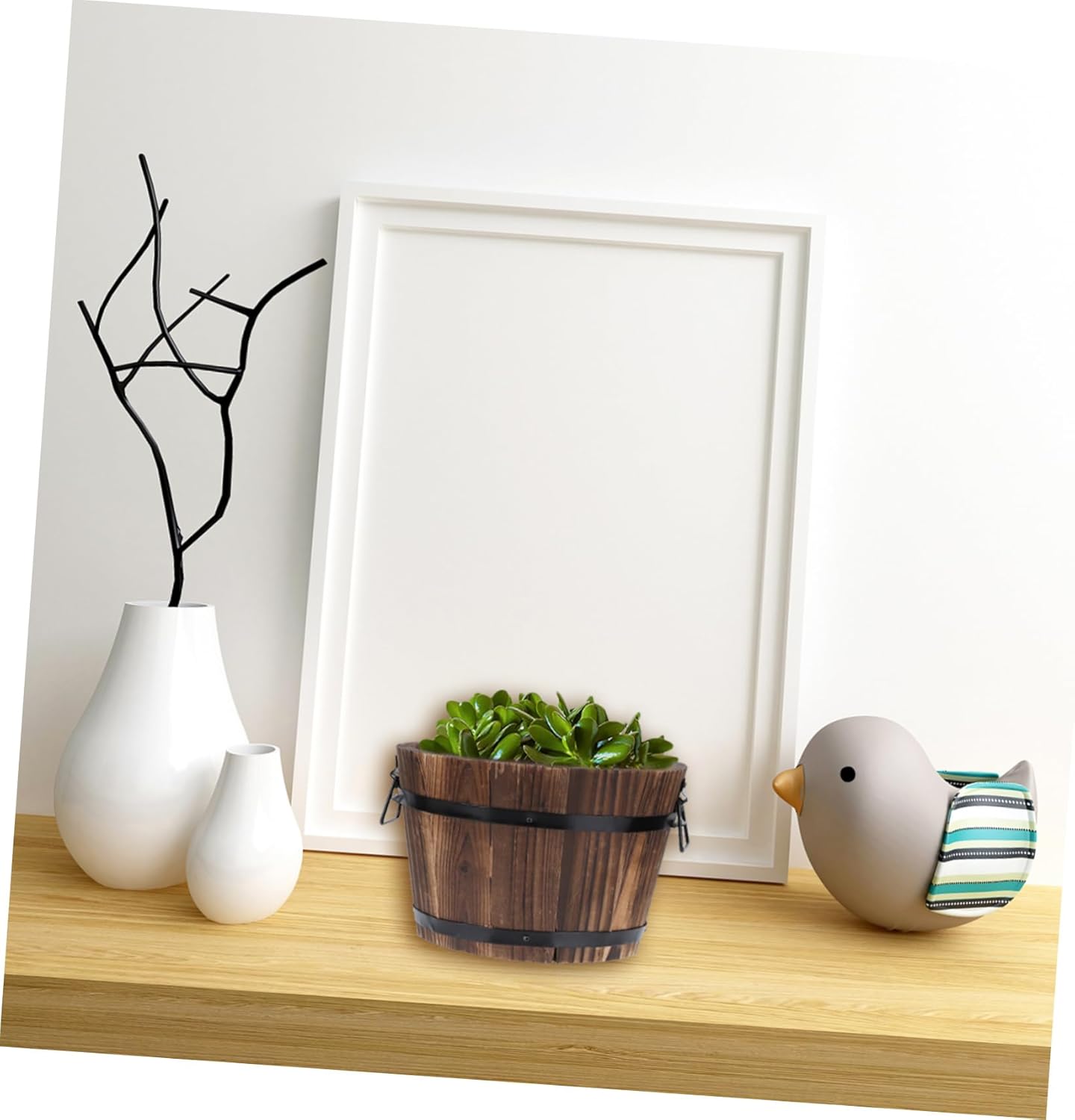 balacoo 3pcs Carbonized Wooden Barrel Flowerpot for Indoor and Outdoor Use Rustic Planter for Succulents and Flowers and Decorative Garden Pot for Home Decor