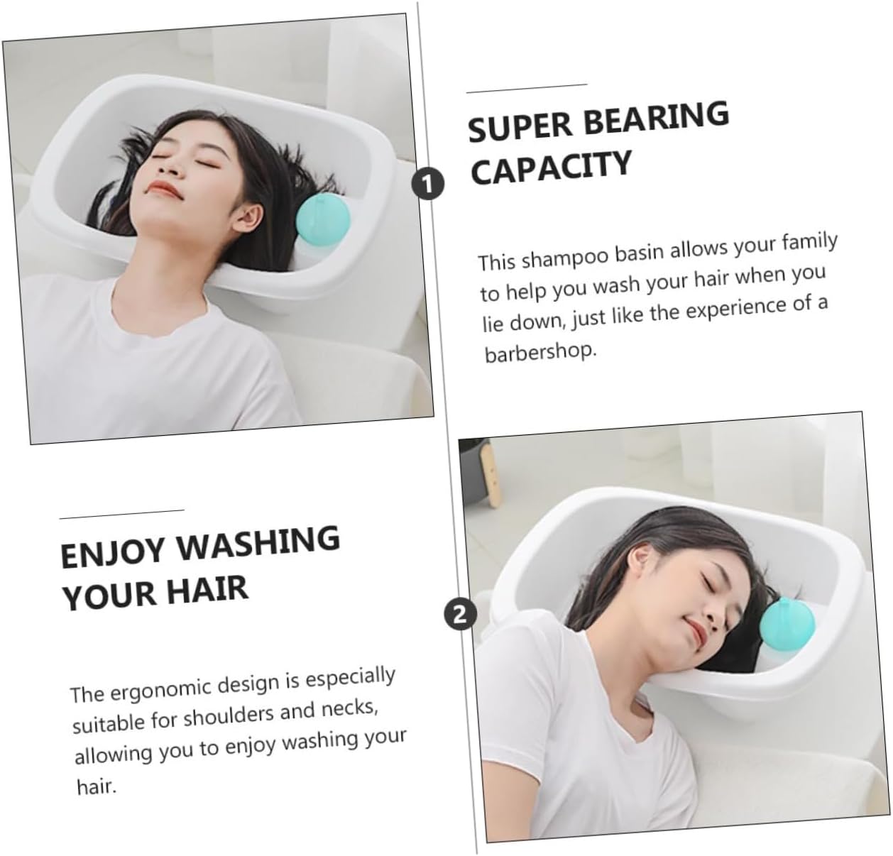 Didiseaon 1pc Shampoo Basin for Pregnant Women Comfortable Hair Washing Sink Temperature-Sensing Plug Supports up for Elderly and Bedridden Care