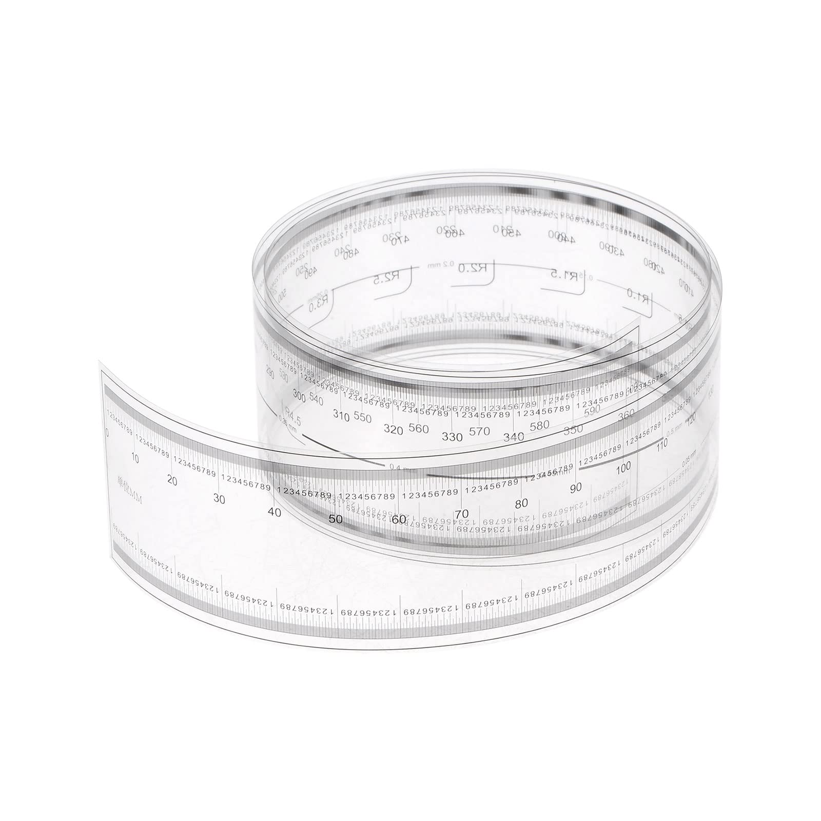 HARFINGTON Film Flexible Ruler 60cm/23.62" 0.1mm Scale PET Plastic Folding Straight Ruler Calibration Measuring Tool for Factory, Transparent-picture-21