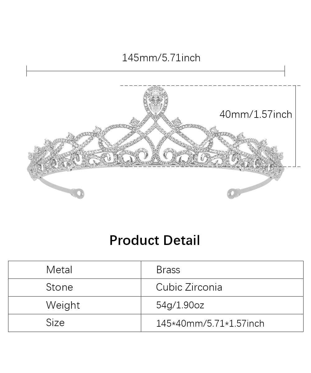 Silver Color Tiara Crowns Cubic Zirconia Headband Trendy Princess Crown Headbands for Women Wedding Prom Birthday Party Gifts