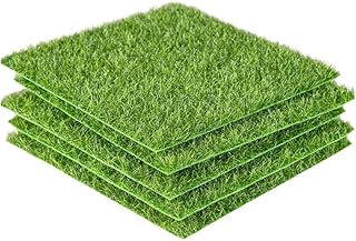 Mikankawa 人工芝生 15*15cm 5枚セット ミクロシーン構築 ミクロ景観 DIY シーン 飾り付け インテリア 盆栽 (15*15cm, 緑5枚セット)