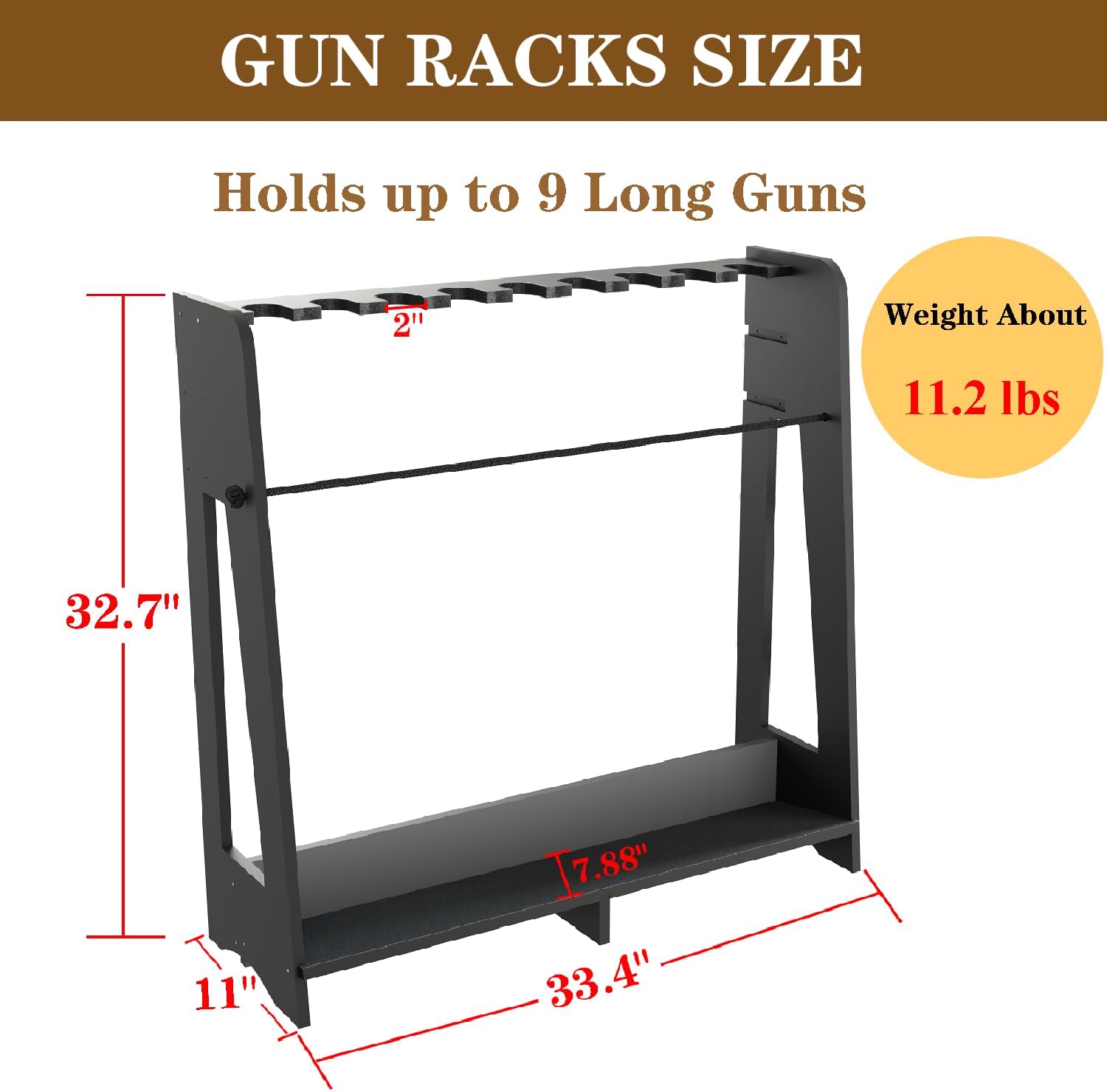 Gun Storage Racks Indoor - Freestanding Floor Wooden Rifle Standing Rack, Vertical Shotgun Storage Solutions and Gun Room Display Stand, 9 Slots Adjustable Height for up to 9 Long Guns
