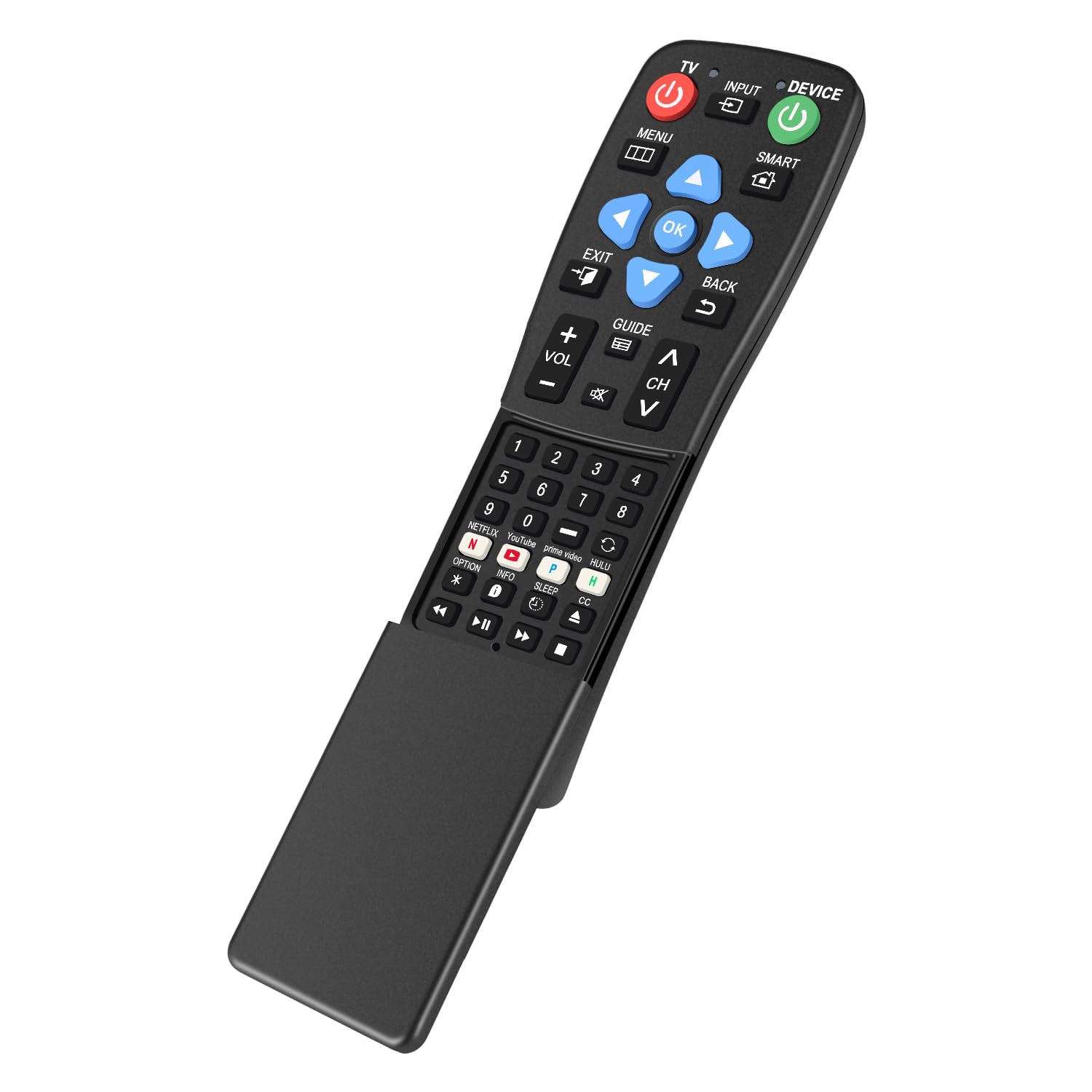 Big Button - Telecomando universale per anziani, demenza, funziona sia TV che TV & via cavo (STB) – per Spectrum, Xfinity, Samsung, Vizio, LG con cover scorrevole