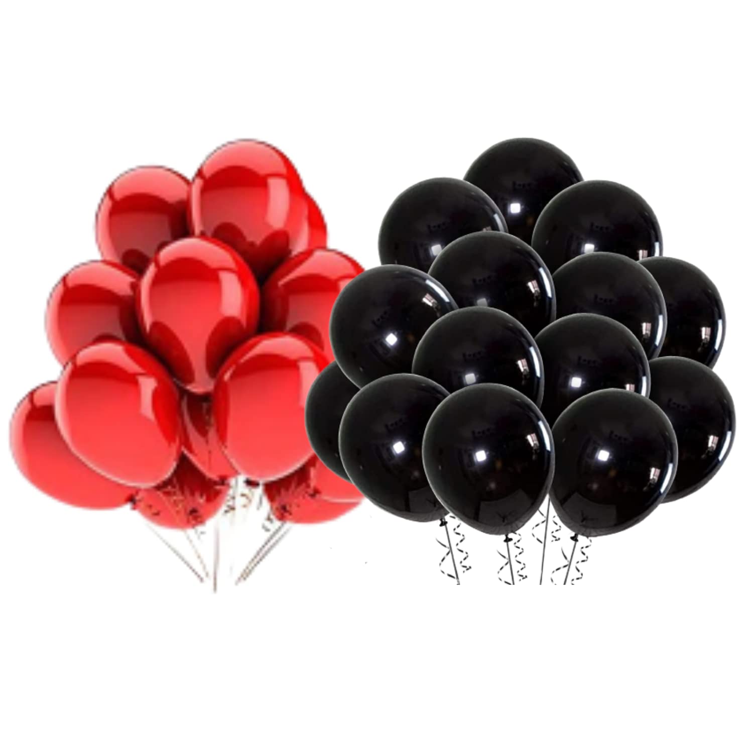 FI - FLICK IN 100 Pcs Latex Red & Black Metallic Balloons Set Marriage Decoration Combo Valentine Day Engagement Wedding Garland Photo Booth Backdrop Birthday Party Supplies (Pack of 100,Red & Black)