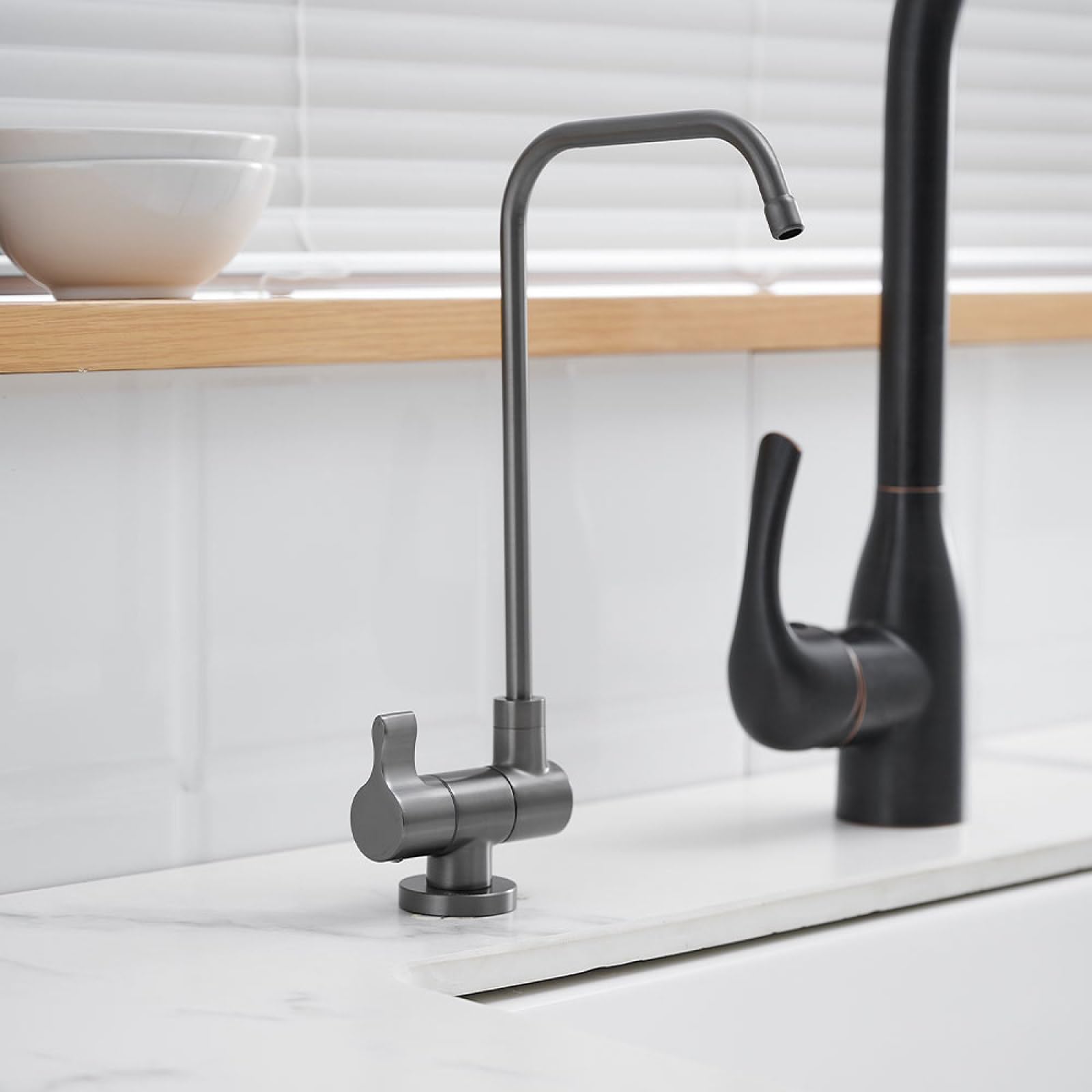 Fanjubei Bullet Ash Kitchen Rotating Foldable Purified Water Direct Drinking Faucet, Gun Ash