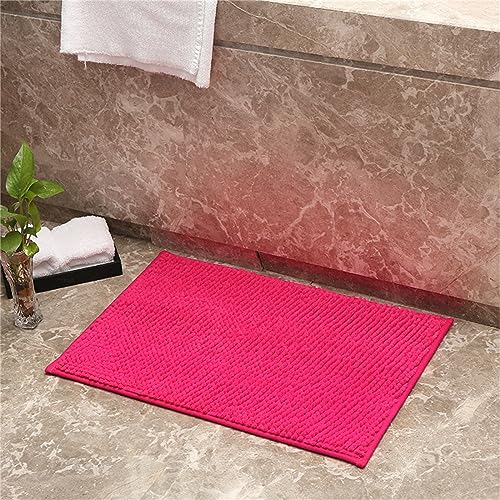 Mateju Tappetino da Bagno Lavabile, Tappetini Bagno in Microfibra Ciniglia, Tappeto Bagno Assorbente Antiscivolo, Tappetino Bagno Assorbente per Bambini Adulti Animali Domestici (50 * 80CM,Rosa)