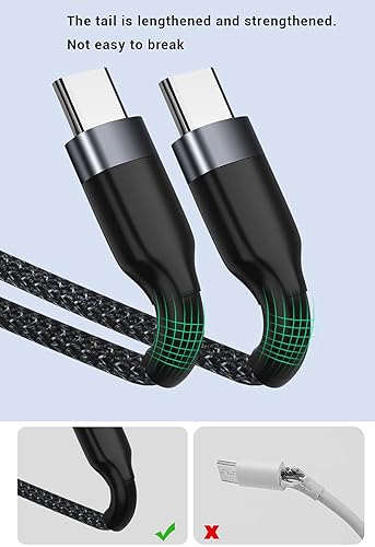 Miniatura 5 de Cable USB C a USB C de 1 pie, paquete de 3 unidades, 12 pulgadas PD de 60 W tipo C, cable de carga rápida compatible con Samsung Galaxy S21S21+S20+