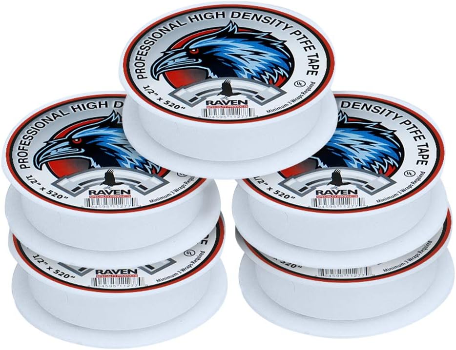 SUPPLYGIANT S1220-5 PTFE Thread Seal Tape for Plumbers, White 1/2 Inch x 520 Inch (Pack of 5 Rolls)