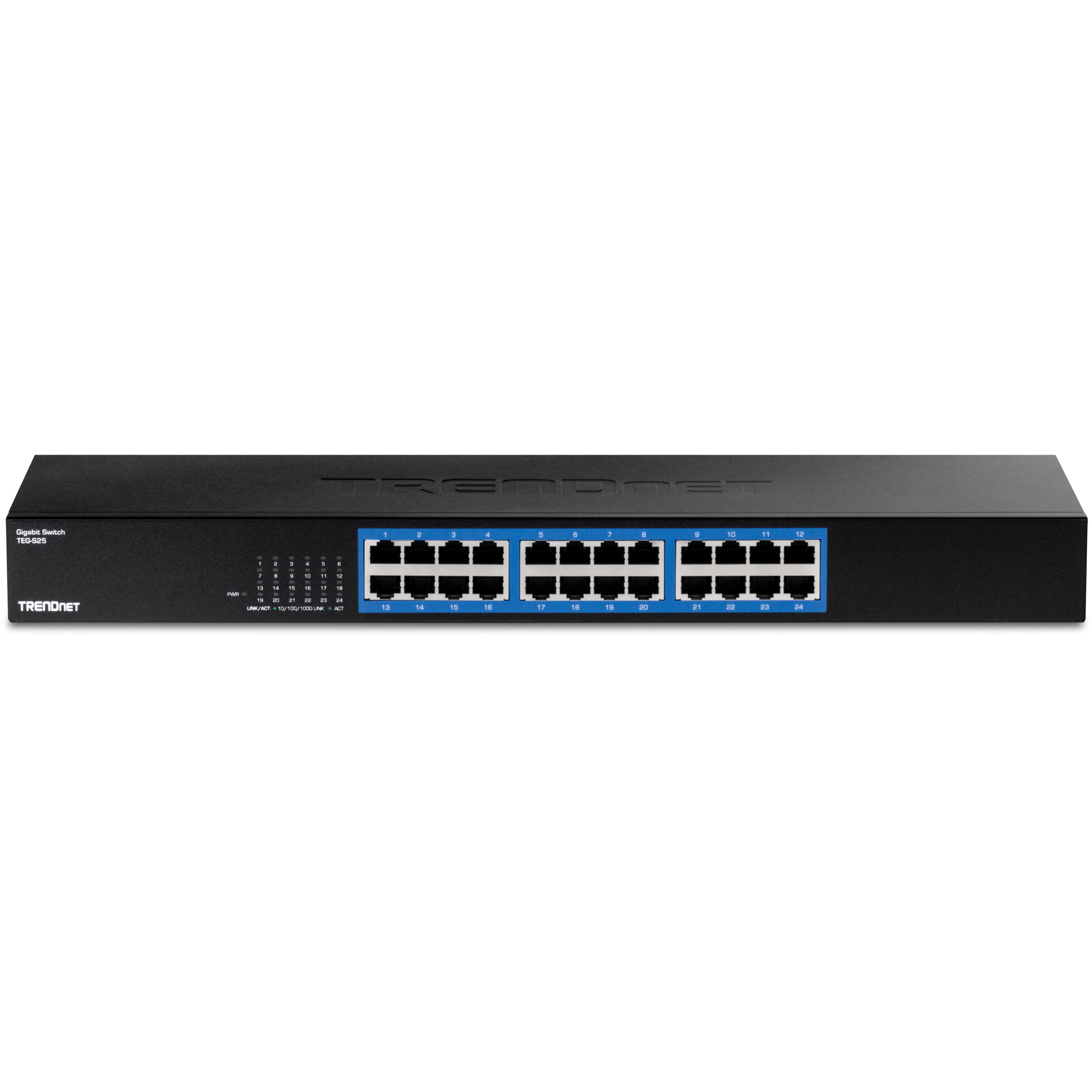TRENDnet, TEG-S25, Commutateur Gigabit 24 Ports, 24 Ports Gigabit RJ-45, capacité de Commutation 48 Gbit/s, Conception sans Ventilateur, boîtier métallique, Alimentation Interne, Noir
