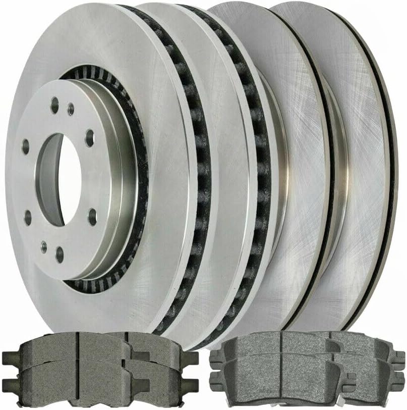 Disc Brake Rotor and Ceramic Pad Set Kit Front Rear Side Performance Slotted for Trailblazer 2006-2009