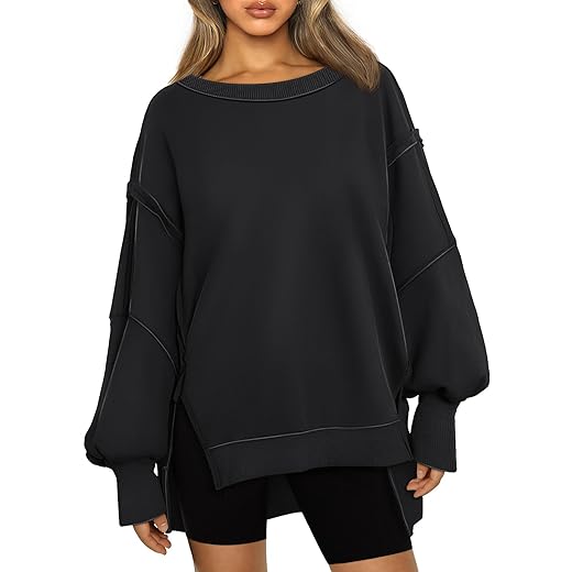Trendy Queen Womens Oversized Sweatshirts Hoodies Crewneck Shirts Fall Outfits Teen Girls Y2k Winter Clothes