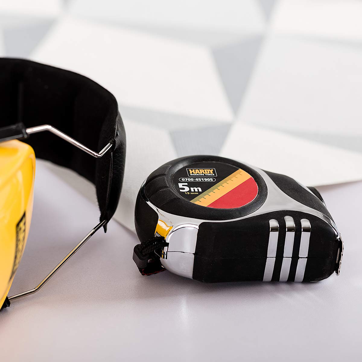 Tape Measure, Tape Measure Width 25 mm, Length 7.5 m, Belt Clip, Reel System, Sliding End Hook, A0700-452507, Black