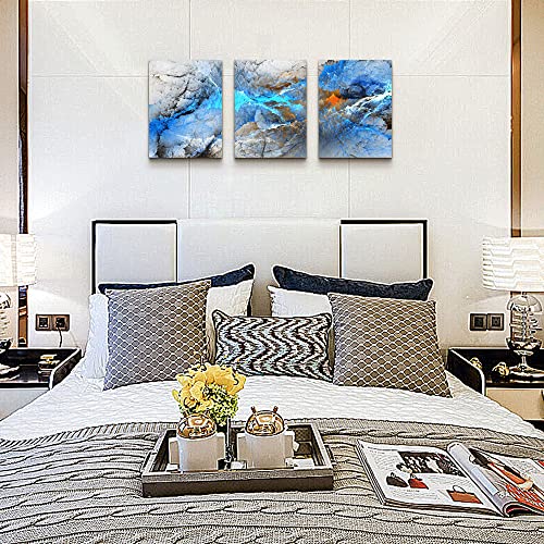 Abstract Canvas Wall Art For Living Room Bedroom Decoration Wall Painting Bathroom Wall Decor Blue Abstract Wall Pictures Artwork Home Decoration Kitchen Posters Office Decor 12X16 Inch/ 3 Piece Set #TOP5