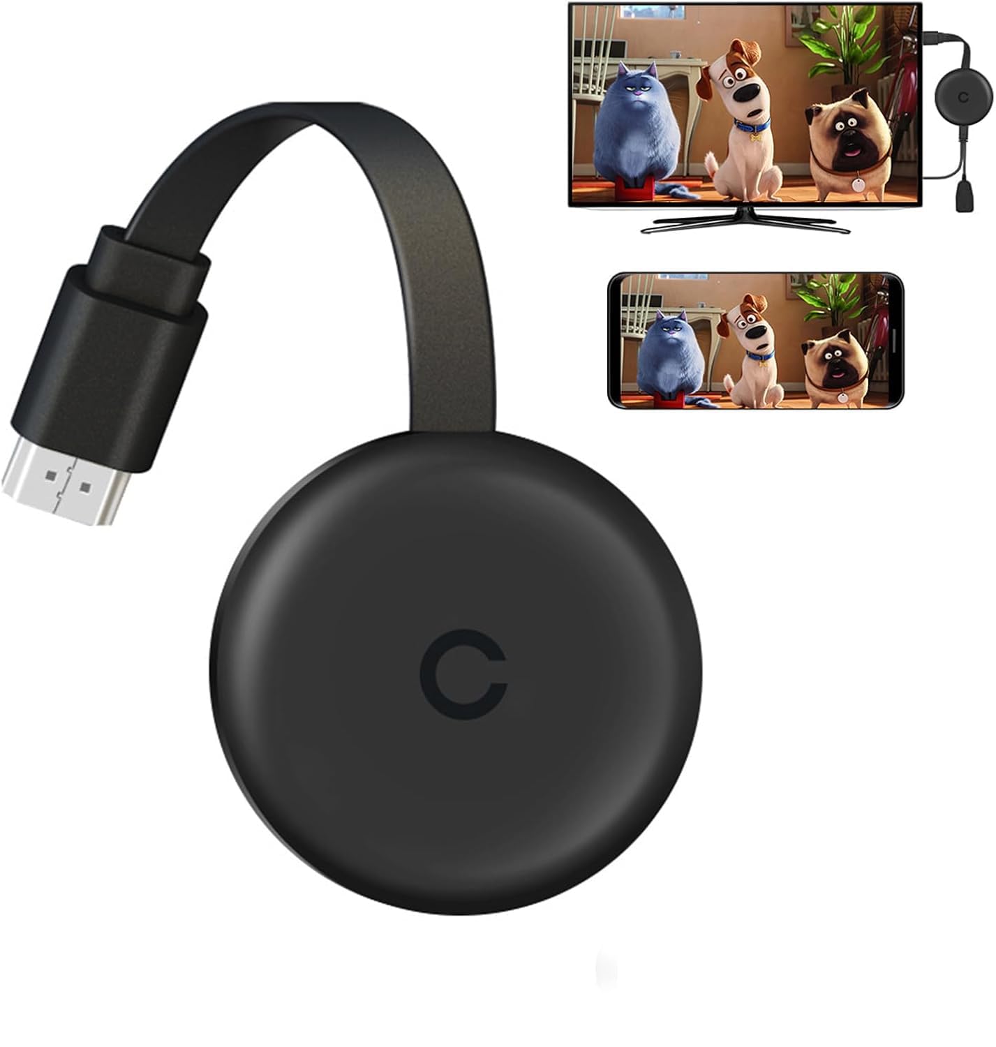 4K Wireless HDMI Display Dongle Adapter 1080P, WiFi Streaming Movies, Shows, and Live TV Receiver from iPhone, iPad, Android, Tablet, Window to HDTV/Monitor/Projector, Miracast, Airplay, DLNA, Chrome