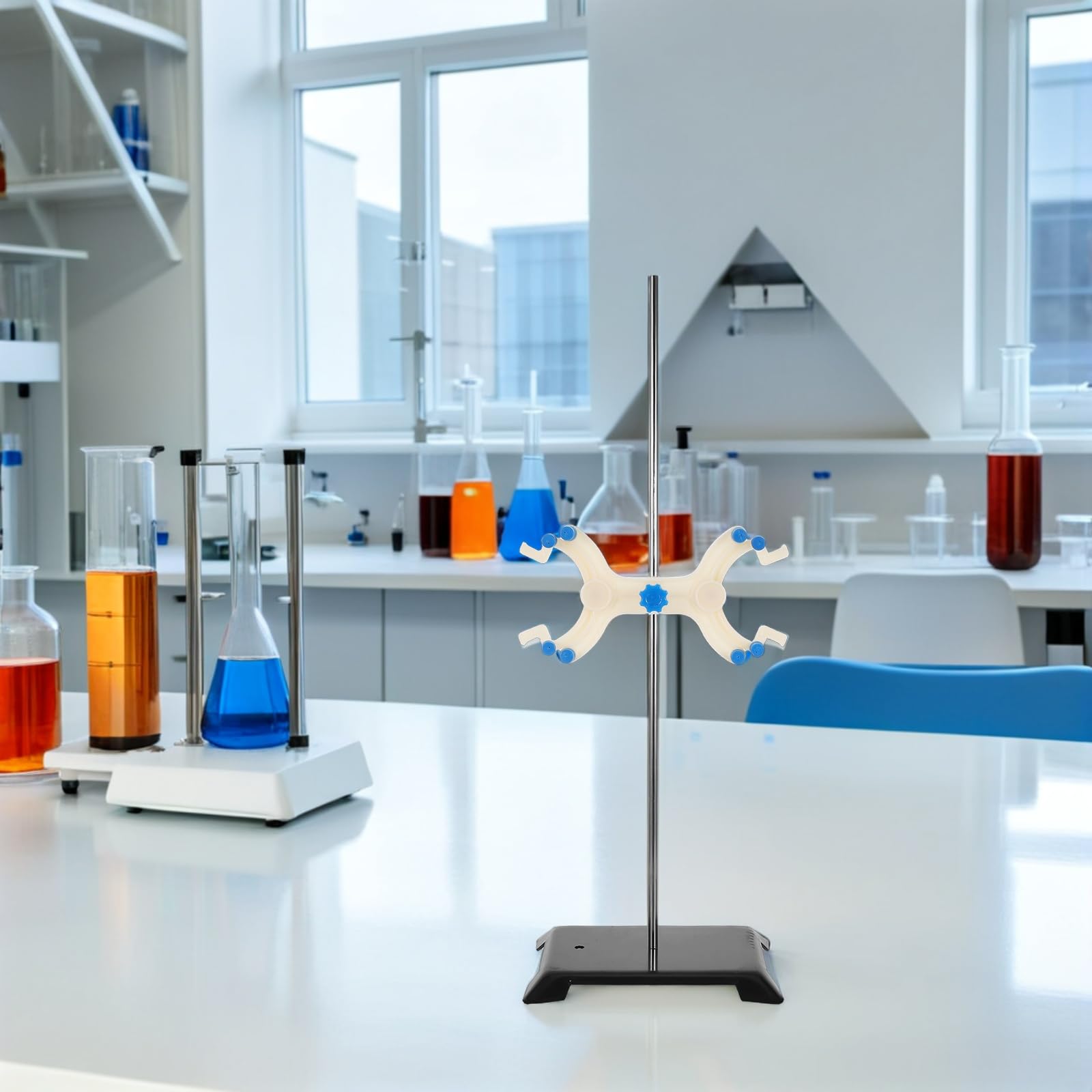 Morsetto a Doppia Buretta e Supporto per Provette in Metallo Resistente, Attrezzatura da Laboratorio di Chimica Morsetto da Tavolo per Titolazione e Analisi