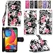 Samsung Galaxy Avant Case-Cellularvilla Pu Leather Wallet Card Flip Open Pocket Case Cover Pouch For Samsung Galaxy Avant G386 (T-Mobile) (Black Pink Flower)