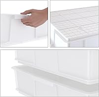 Vista 3 de Caja comercial plástica de la prueba de la masa de la pizza, contenedor apilable blanco de la pizza con la tapa, paquete de 4