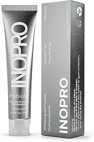 InoPro Creme Dental Clareador Com Hidroxiapatita E Probiótico Para Dentes Sensíveis, Sem Flúor, Reparador E Remineralizador Do Esmalte, Sem Sls, Bicarbonato De Sódio, Óleo De Coco, 142 G