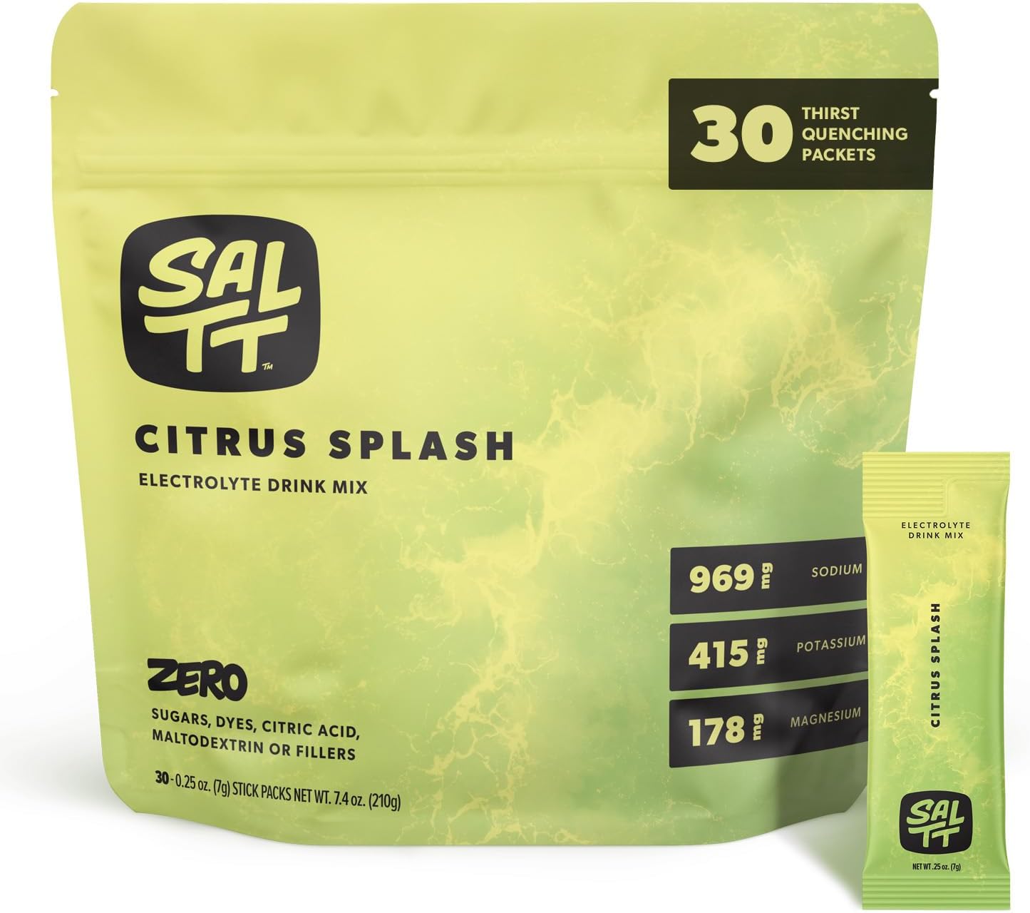 Keto ChowSALTT Zero-Sugar Electrolyte Powder - Citrus Splash Lemon Lime | Hydration Electrolytes Packets | 30 Sticks | Sodium, Magnesium, Potassium & Trace Minerals | No Artificial Ingredients