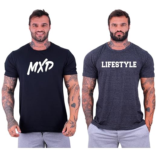 Kit 2 Camisetas Tradicional Masculina Clássica MXD Conceito Básica Camisas Estampas Algodão