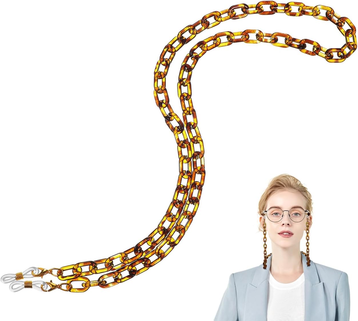 FRCOLOR 1Pc Acrylic Tortoise Pattern Glasses Chain Lanyard for Sunglasses and Eyewear Lost Strap Comfortable and Durable Glasses Accessories for Men Women
