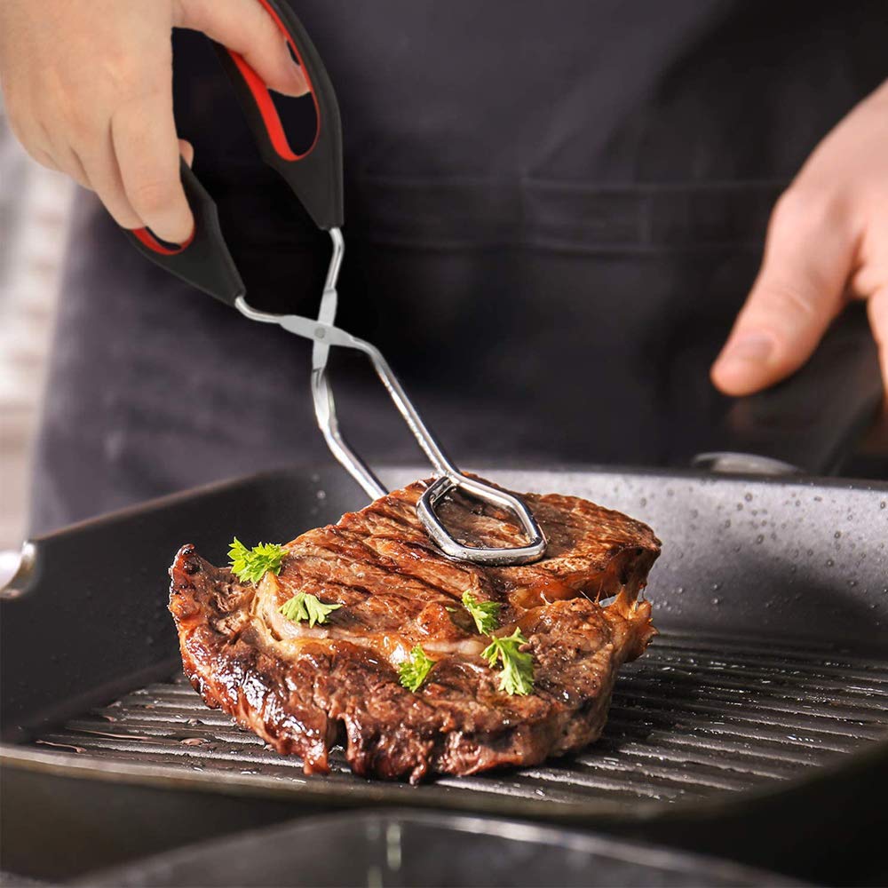 3 Pezzi Pinza da Barbecue, Pinze per Forbici da Barbecue, Pinza Multiuso Cucina, con Manici Antiscivolo e Resistenti al Calore per Girare e Afferrare Utensili Alimentari, 3 Specifiche