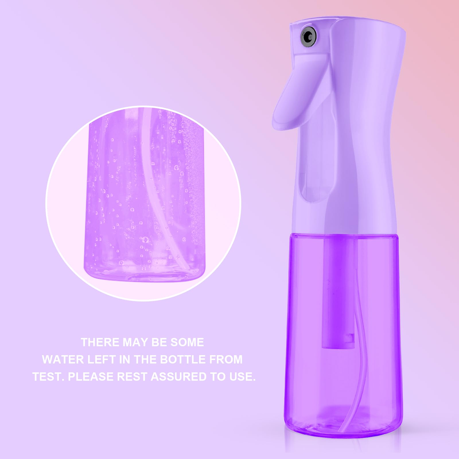 LOPHE Pulverizador Agua Peluquería, 2pcs 200ml Botella de Spray a Presión, Atomizador Recargable, Fina Niebla Continuo, Pulverizadora de Plástico para Limpieza, Mascotas y Plantas (Rosa+Púrpura)