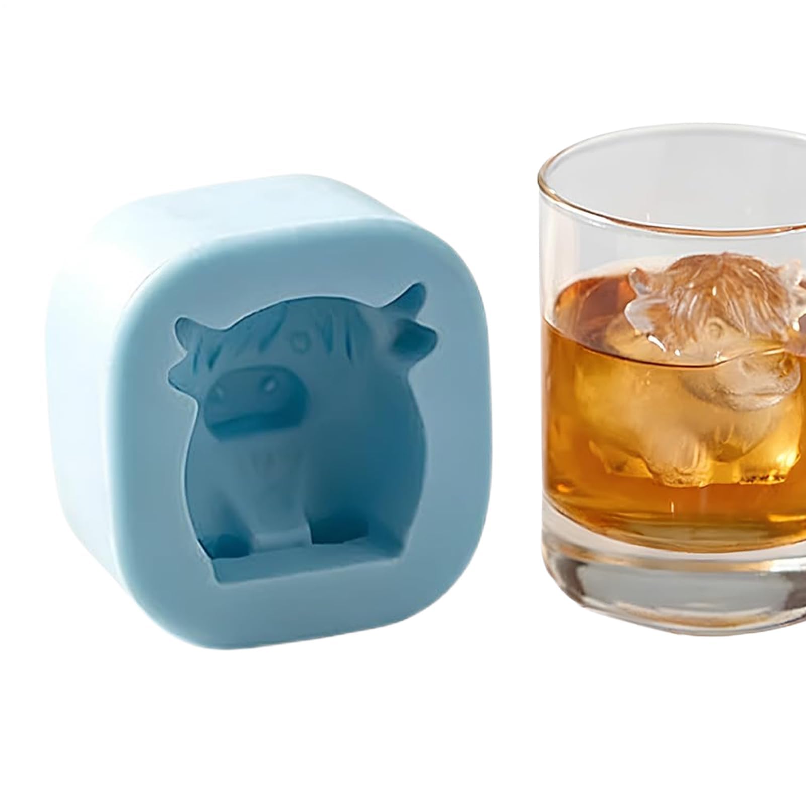 Muiltvoe Cow Ice Mold, Easy Release Novelty Animal Mould, Whiskey Cocktail Coffee Lemonade Maker, Kitchen Barbecue Summer Party Social Gathering Décor