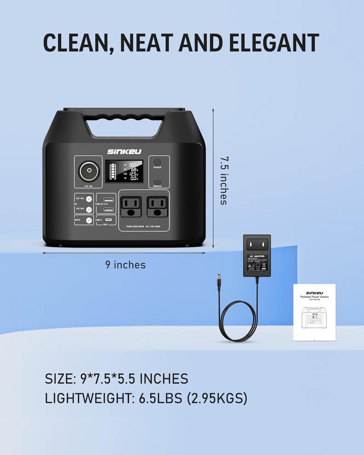 300W Portable Power Station with 100W Solar Panel，LiFePO4 Solar Generator for Outdoor, Camping, Emergency Backup