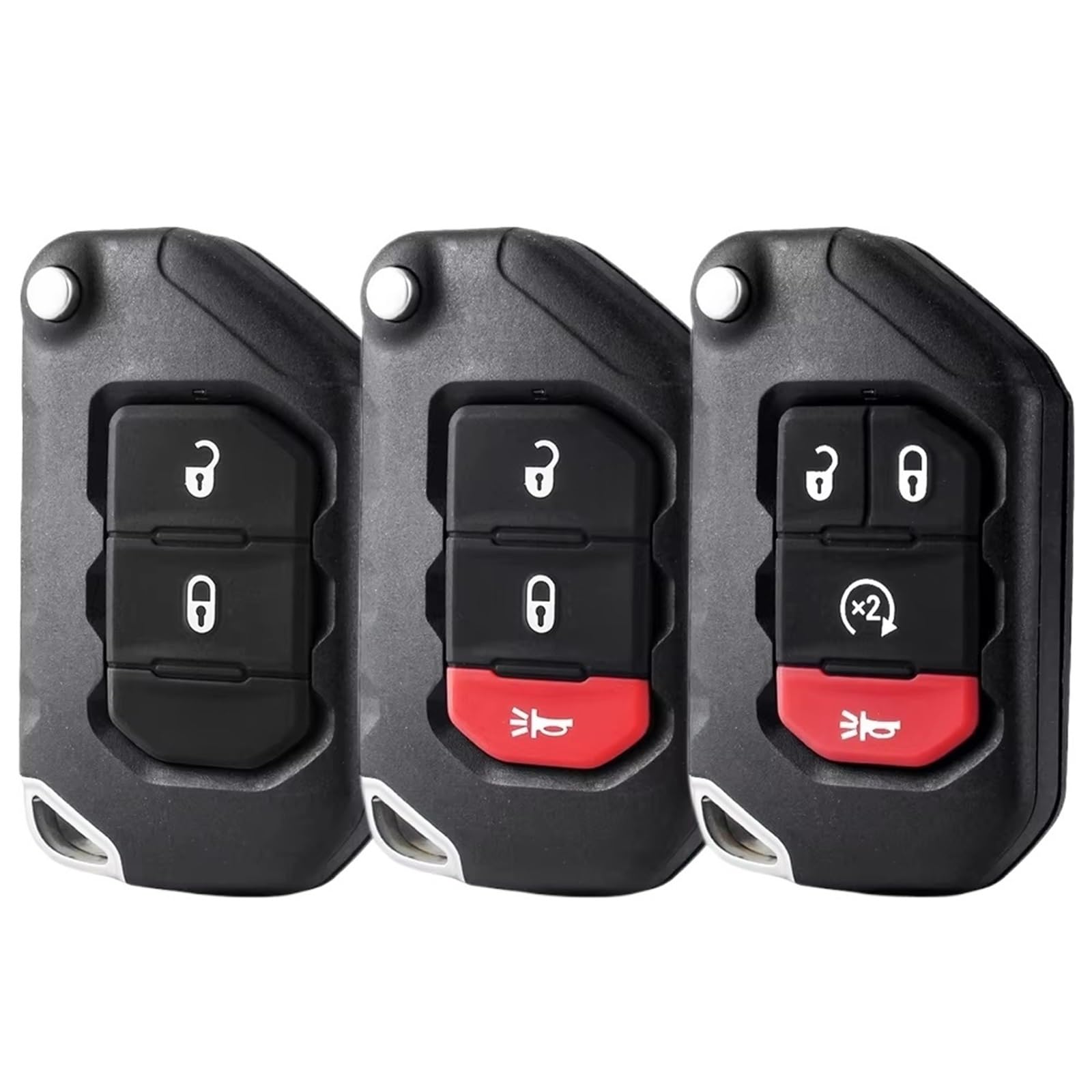 Compatible Con Jeep Para Gladiator JT 2020 1 Unidad 2 3 4 Botones Carcasa Plegable Mando A Distancia Coche Cubierta De Recambio(2 Buttons)