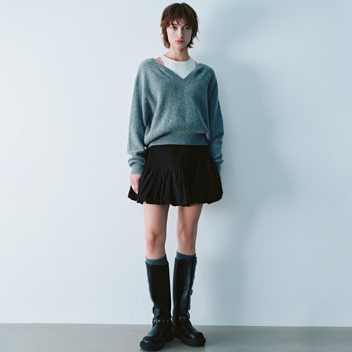 URBAN REVIVO Women Bubble Mini Skirts Balloon High Waist Ruffle Hem Summer Puffy Cute A-Line Sexy Y2K Skirt - Image 10