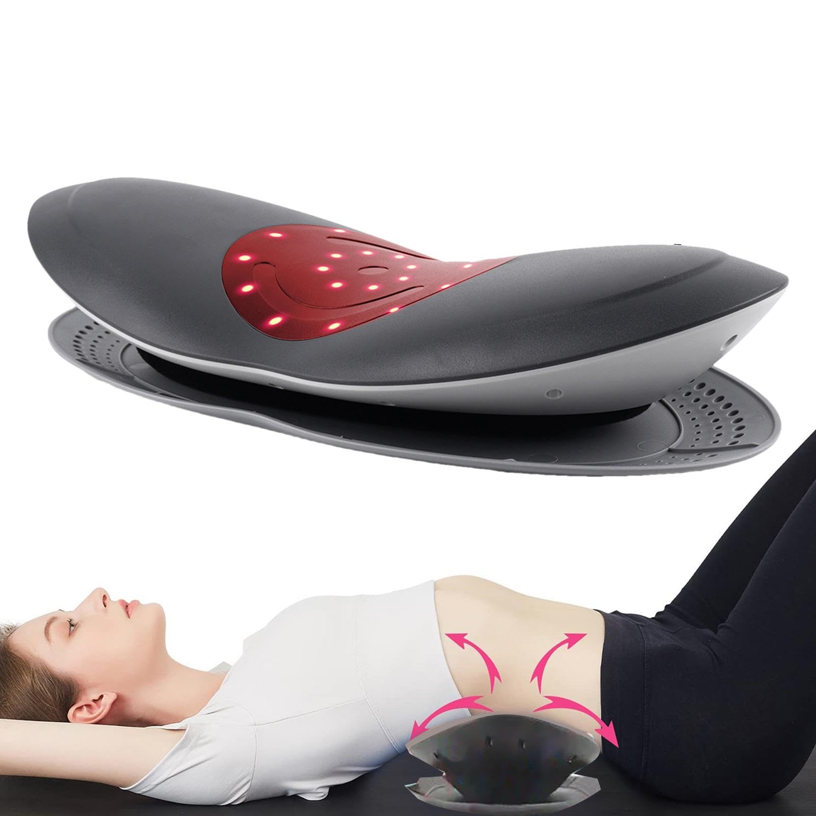 Electric Back Stretcher Lumbar Traction Device, Electric Lumbar Traction Device, Waist Stretcher Massager Cushion with Hot Compress and Vibration, Back Massager Relief Reducing Lumbar Back Painss