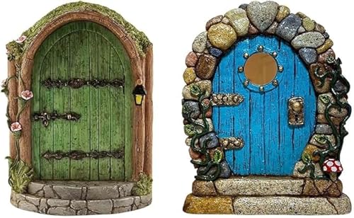 OIXYAZ Statue da Giardino Solare,Porta Delle Fate,per la Casa in Ornamentale di Giardino Fatato Door,Elfo Folletto Sculture di Alberi Yard Decorazione per Esterni,A