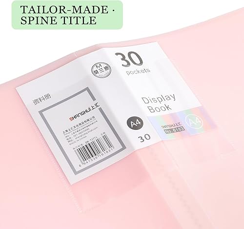 Miniatura 4 de Carpeta con fundas de plástico, carpeta de arte resistente con 30 protectores de hojas transparentes, libro de 60 páginas, libro de presentación