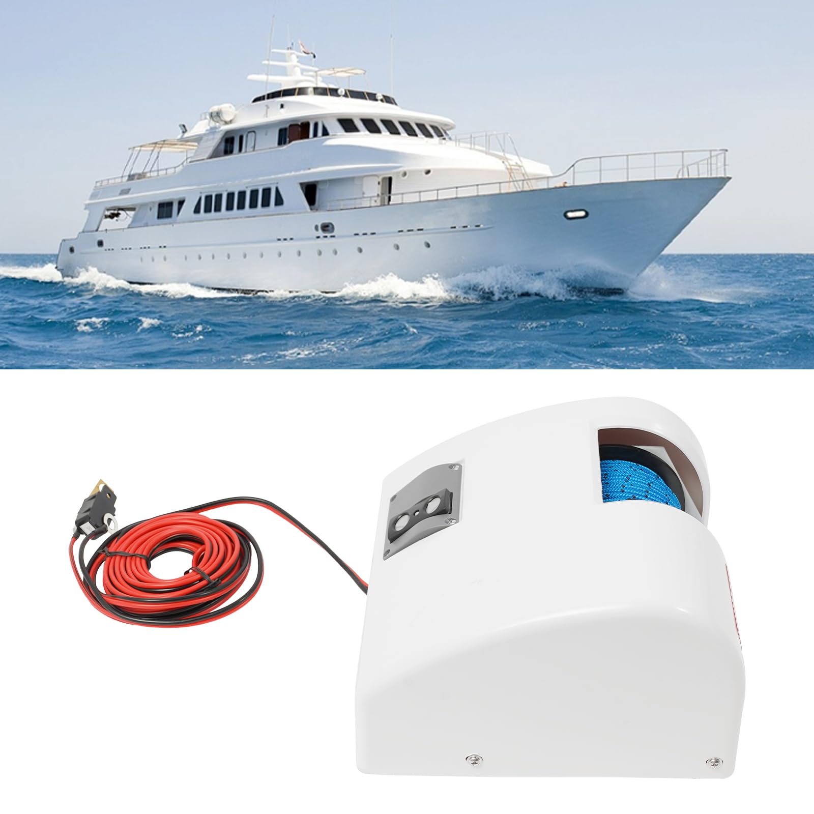 Molinete eléctrico de 25 libras, cabrestante de barco de 12 V con mando a distancia inalámbrico, adecuado para buques equipados con un ancla de buque de 25 libras