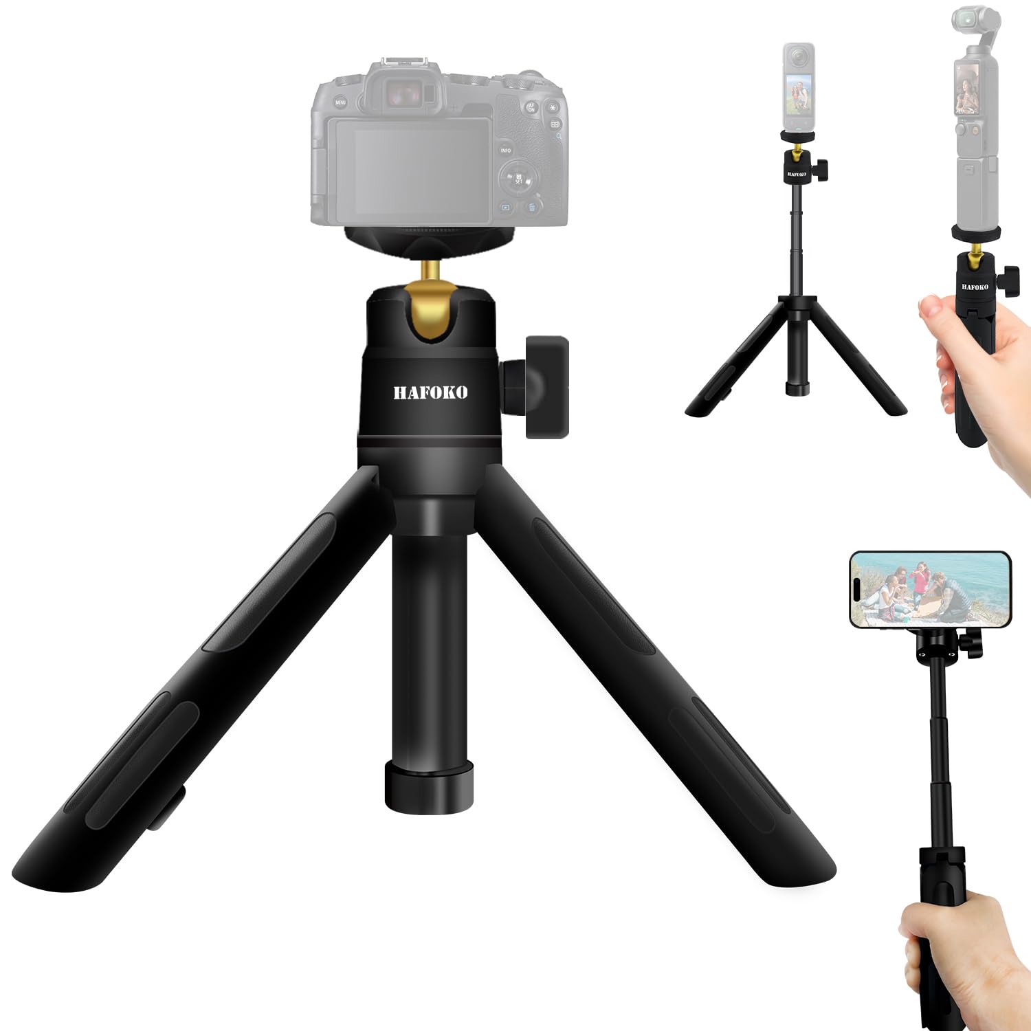 ST-08 Extension Mini Camera Tripod Compatible for DJI Osmo 360/Osmo Pocket 3, Desktop Handheld Smartphone Tripod with 1/4”,360°Compatible for Insta360 X5-X Vlogging Travel (Max Support 2 kg)