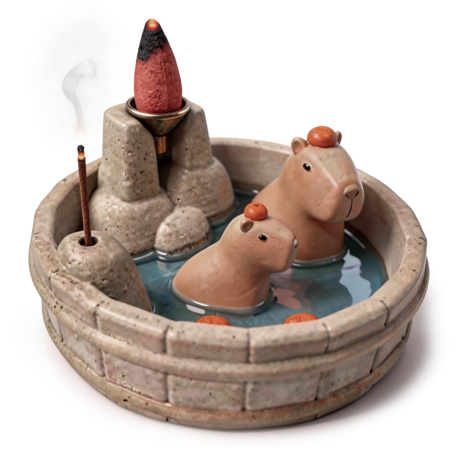 Photo 1 of Capybara Backflow Incense Burner, Cute Ceramic Backflow Incense Holder,Perfect for Home and Office Settings, Making it an Ideal Choice for Personal use or Gifting.