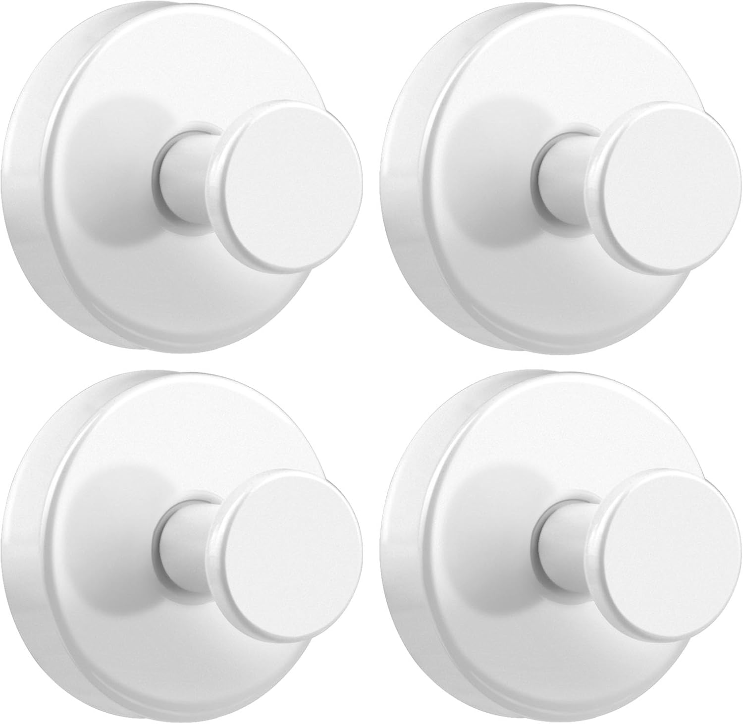Suction Cup Hooks for Towels Robes, Heavy Duty Bathroom Shower Hooks Stainless Steel, No Drill on Smooth Wall,Glass,Mirror, Tile in Bedroom Kitchen to Hang Swimsuit Washcloths (4, White)