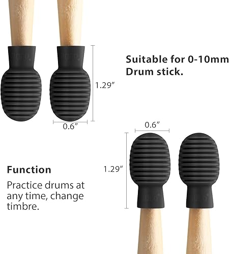 Miniatura 2 de 4 piezas de tambor silenciador de tambor de silicona para baqueta, consejos de práctica silenciosos, accesorio de percusión, accesorio de repuesto