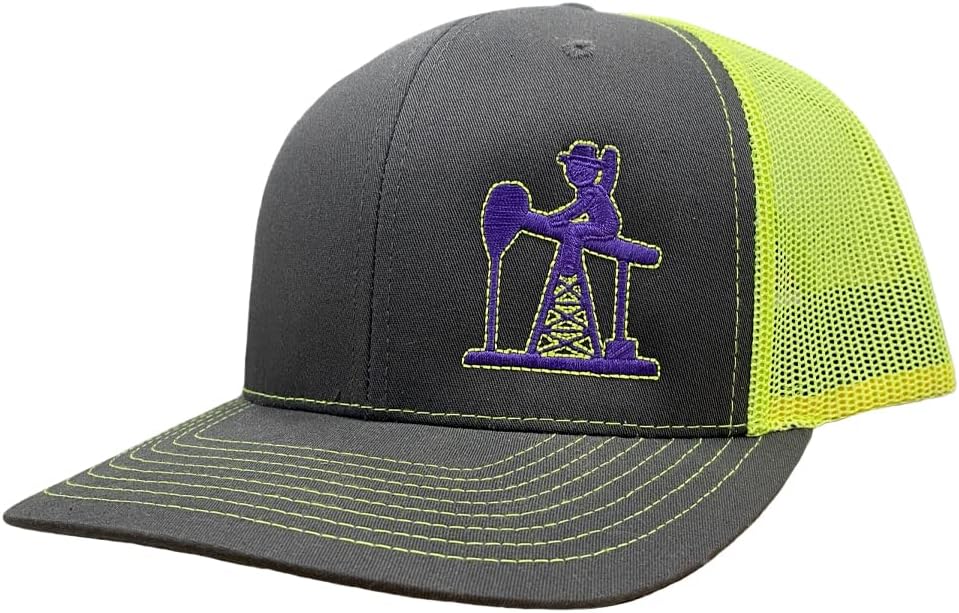 Oil Field Hats Pumpjack Cowboy Adjustable Mesh Back Snapback Hat