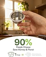 Vista 9 de Grasseed Cápsula Vertuo recargable, kit de cápsulas Vertuo de acero inoxidable reutilizable con 100 tapas de aluminio, cuchara, cepillo, preparación