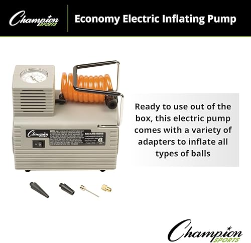 Miniatura 6 de Champion Sports Electric Ball Inflator with Needle - Quiet Air Compressor for Basketball, Soccer, Volleyball & Sports Balls, High PSI Rating, Fast