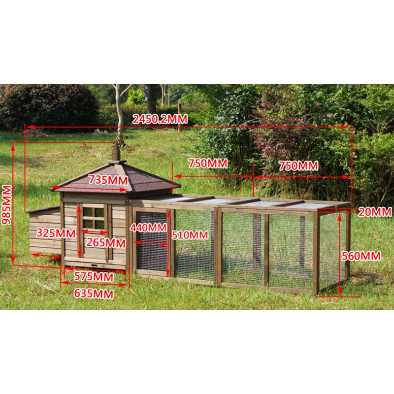 Hühnerstall aus Holz, großer Outdoor-Hühnerstall mit Nistkasten, Geflügelkäfig, erhöhter Haustierzwinger aus Holz mit… – Bild 4