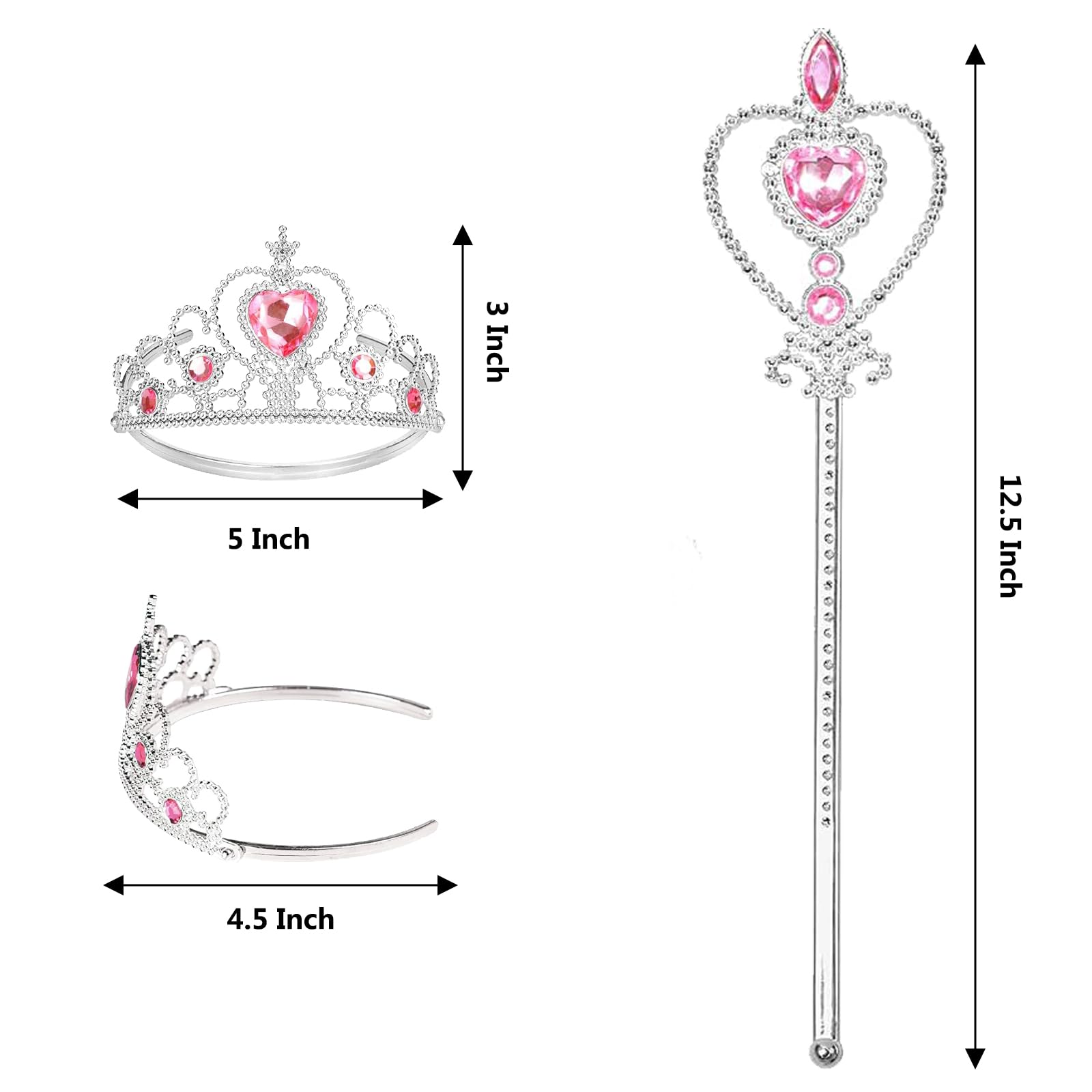 S & E TEACHER'S EDITION 2Pcs Princess Crown and Wand, for Little Girls, Jewelry Toy Princess Costume Accessories, Christmas Gifts Set