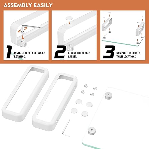 Miniatura 7 de Hemudu Clear Computer Monitor Stand Riser Multi Media Desktop Stand for Flat Screen LCD LED TV, Laptop/Notebook, with Tempered Glass and Metal Legs,