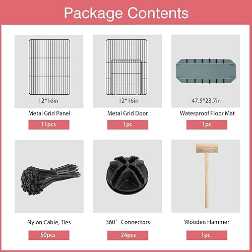 Miniatura 2 de VISCOO Corralito de 12 paneles para animales pequeños, corralito para mascotas con alfombrilla impermeable, jaula C & C para conejillos de indias,