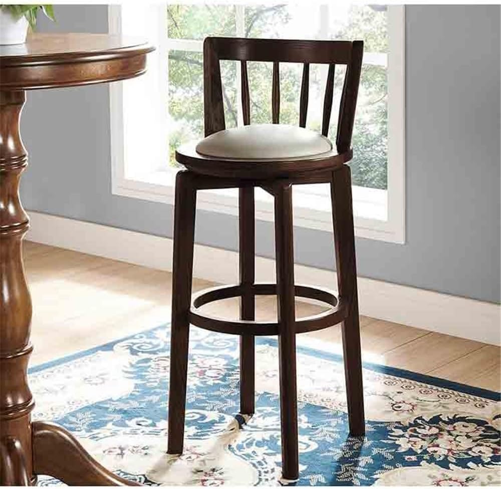 Kitchen Counter Barstool Modern Household Bar Stool Bar Chair Scandinavian Light Luxury Solid Wood High Chair Swivel Bar Stools High Stools Bar Stools(Brown)